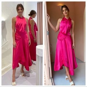 NWT Acler Palmera Satin Draped Pink Maxi Dress Sz 4